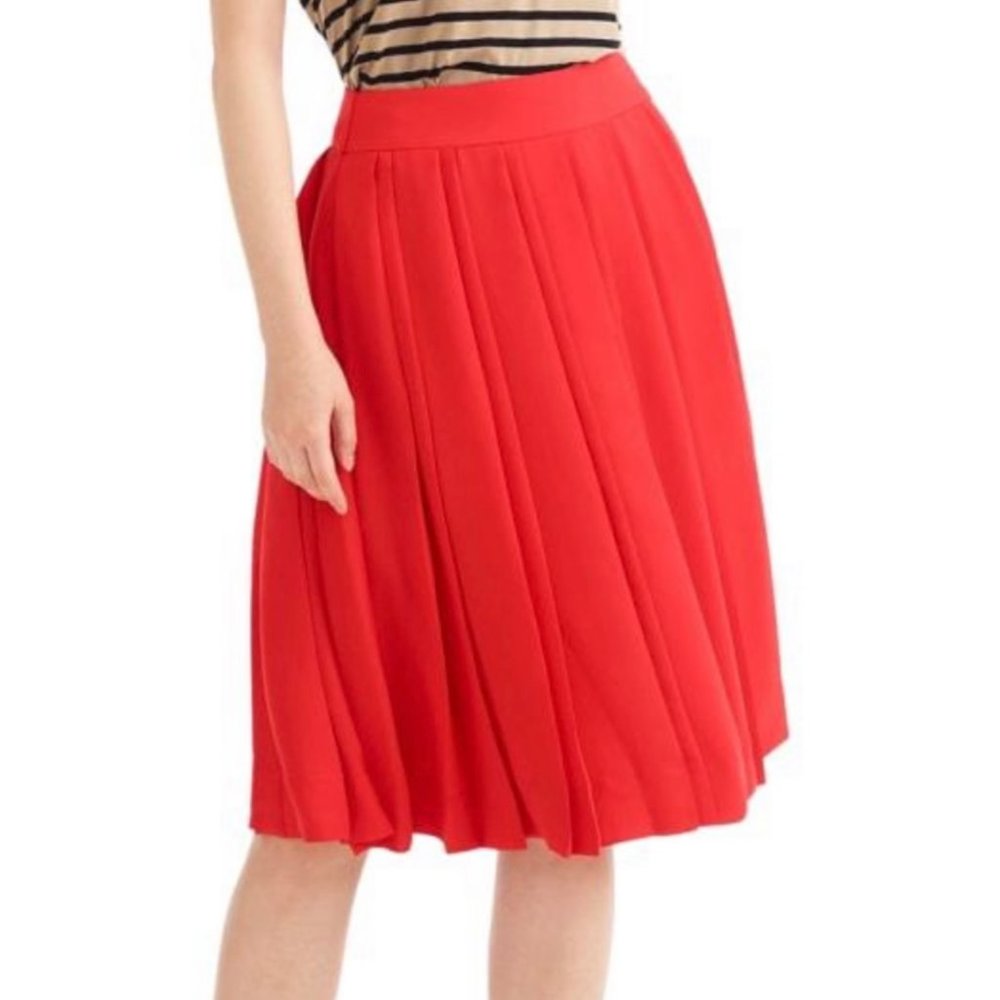 J. Crew Coral Pleated Knee Length Skirt